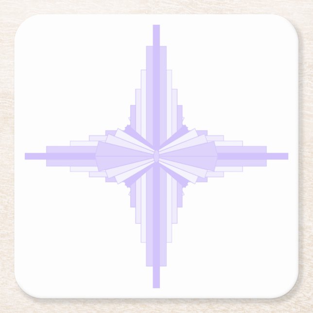 Art deco element in lilac & purple paper coaster (Front)