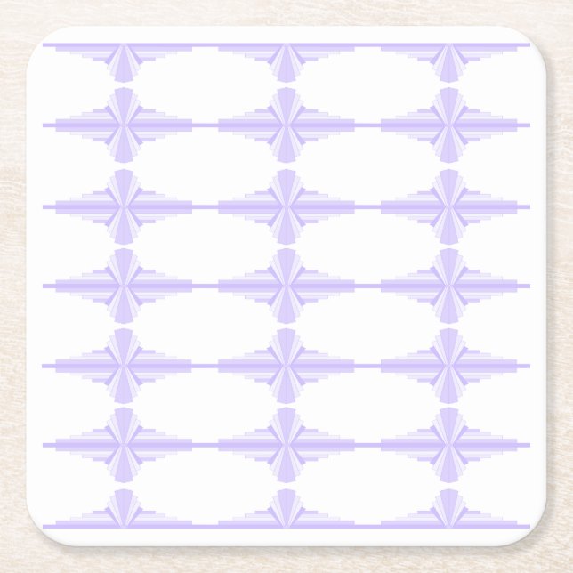 Art deco element in lilac & purple square paper coaster (Front)
