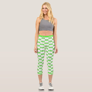 Art deco element in lime green capri leggings