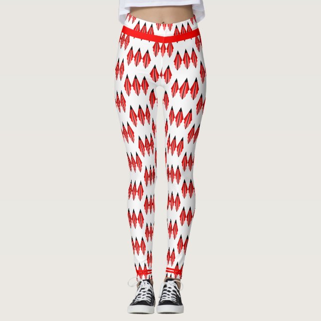 Art deco element in red Leggings (Front)