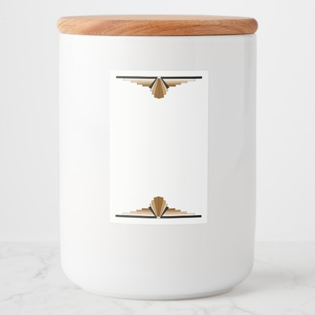 Art deco element in tan food label (Front)