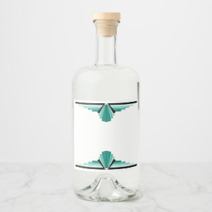 Art deco element in teal liquor bottle label