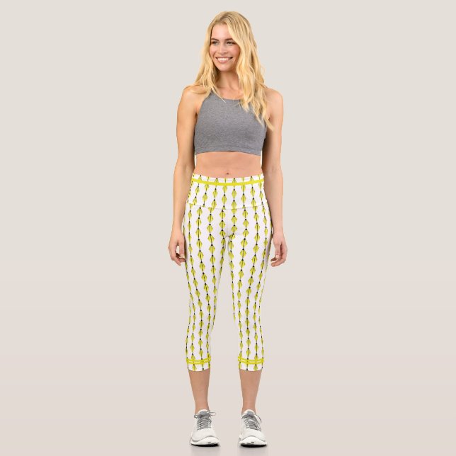 Art deco element in yellow capri leggings (Front)