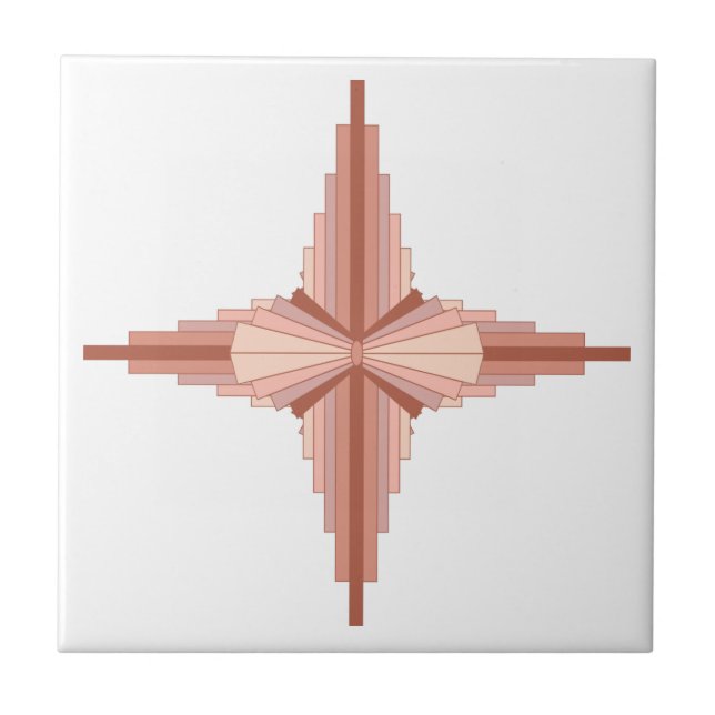 Art deco elements in a rose gold palette ceramic tile (Front)