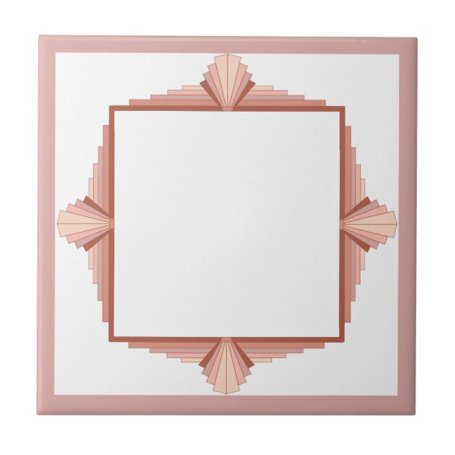 Art deco elements in a rose gold palette ceramic tile (Front)