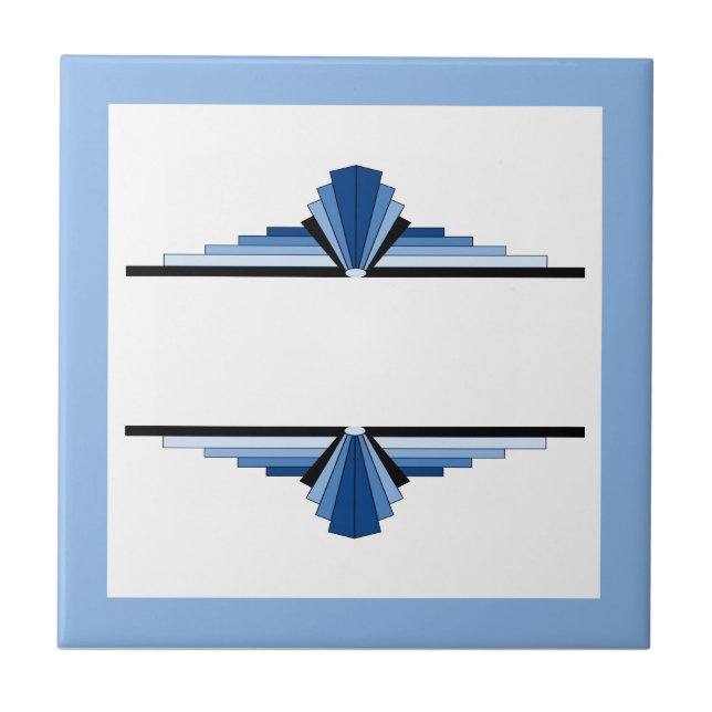 Art deco elements in blue, navy and black ceramic tile (Front)