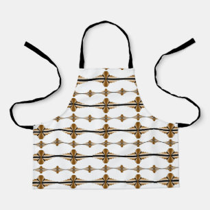 Art deco elements in brown and tan apron