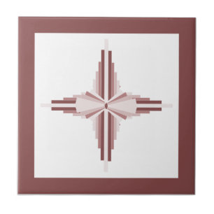 Art deco elements in brown ceramic tile