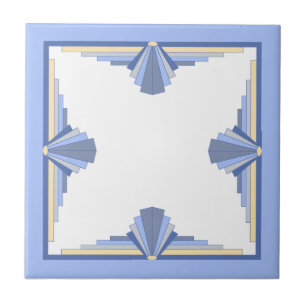 Art deco elements in cream & ash blue ceramic tile