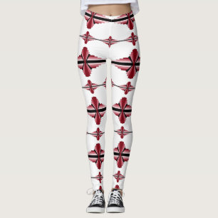 Art deco elements in crimson leggings