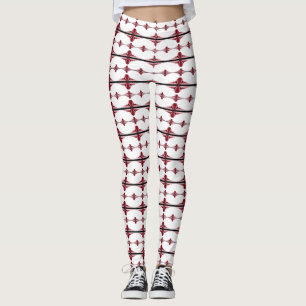 Art deco elements in crimson leggings