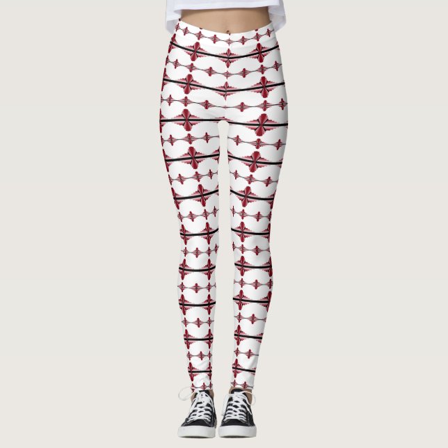 Art deco elements in crimson leggings (Front)