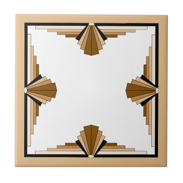 Art deco elements in dark & light tan ceramic tile (Front)