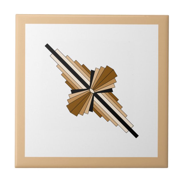 Art deco elements in dark & light tan ceramic tile (Front)