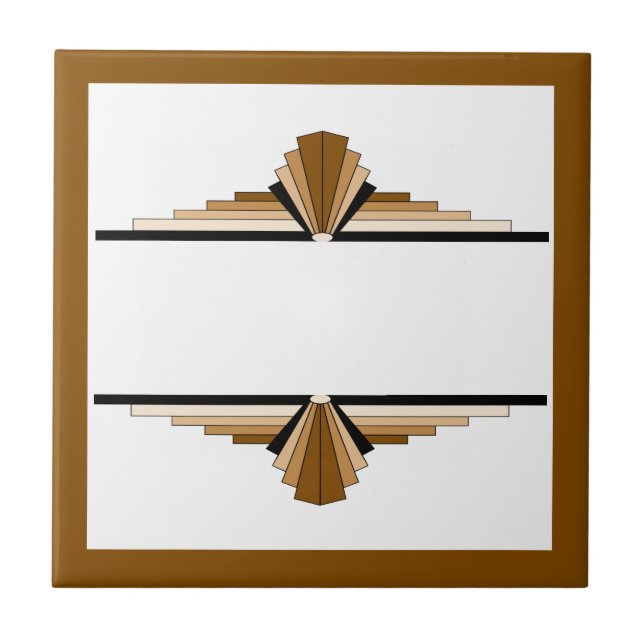 Art deco elements in dark & light tan ceramic tile (Front)