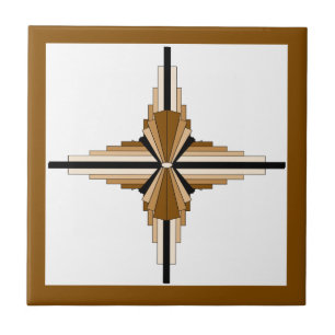 Art deco elements in dark & light tan ceramic tile