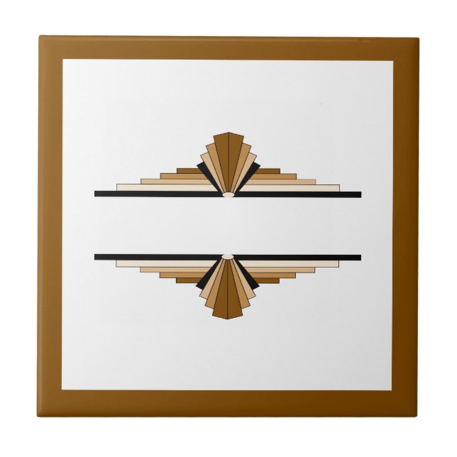 Art deco elements in dark & light tan ceramic tile (Front)