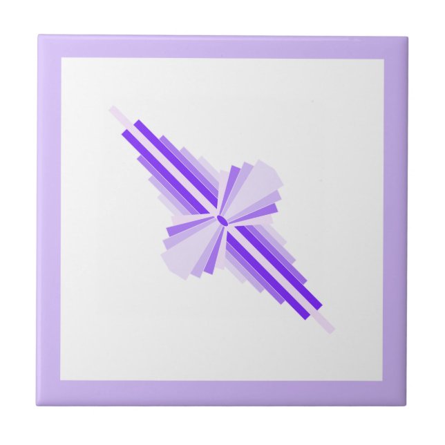 Art deco elements in deep and light purple ceramic tile (Front)