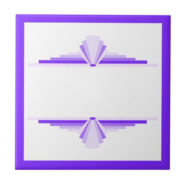 Art deco elements in deep and light purples ceramic tile (Front)