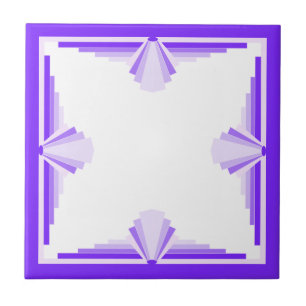 Art deco elements in deep and light purples ceramic tile