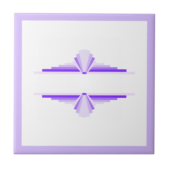 Art deco elements in deep and light purples ceramic tile (Front)