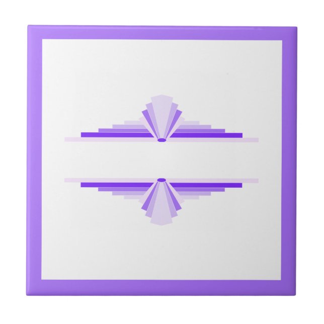 Art deco elements in deep and light purples ceramic tile (Front)