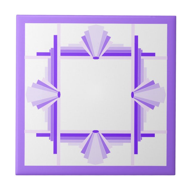 Art deco elements in deep and light purples ceramic tile (Front)