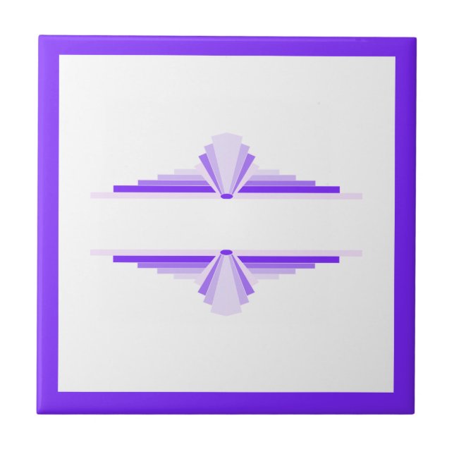 Art deco elements in deep and light purples ceramic tile (Front)