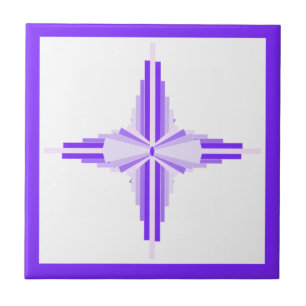 Art deco elements in deep and light purples ceramic tile
