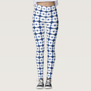 Art deco elements in deep blue leggings