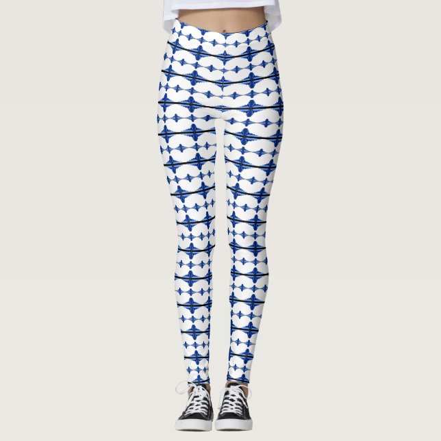 Art deco elements in deep blue leggings (Front)
