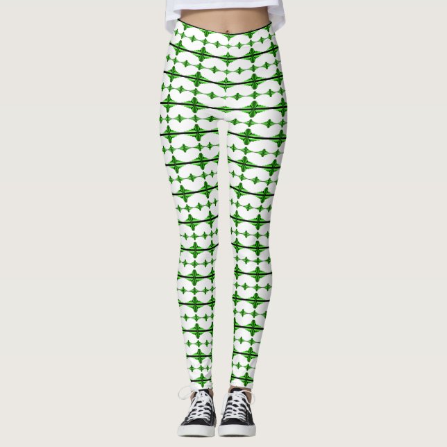 Art deco elements in deep green leggings (Front)