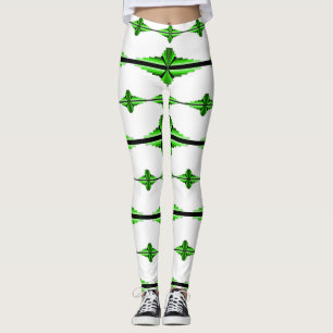 Art deco elements in deep green leggings