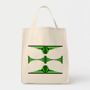Art deco elements in deep green tote bag