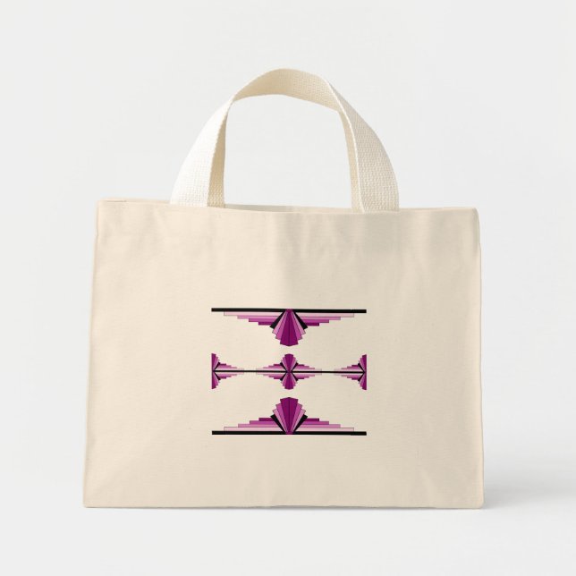 Art deco elements in deep pink mini tote bag (Front)