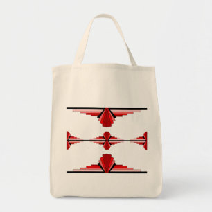 Art deco elements in deep red tote bag