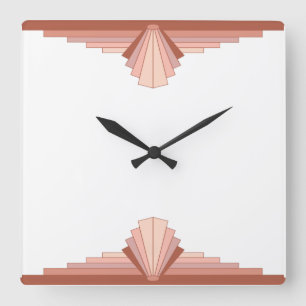 Art deco elements in full rose gold07 square wall clock