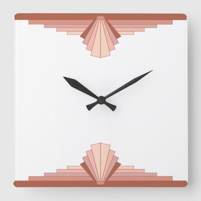 Art deco elements in full rose gold07 square wall clock (Front)