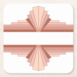 Art deco elements in full rose gold palette10a square paper coaster