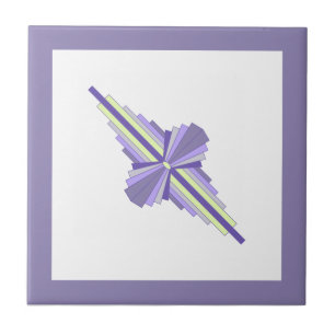 Art deco elements in grape, lemon & lilac ceramic tile