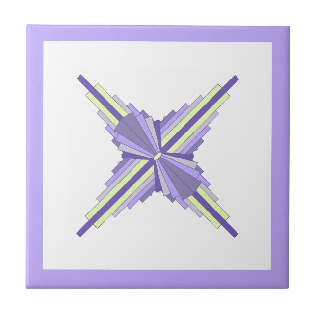 Art deco elements in lemon & purple ceramic tile (Front)