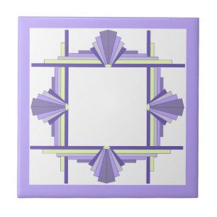 Art deco elements in lemon & purple ceramic tile