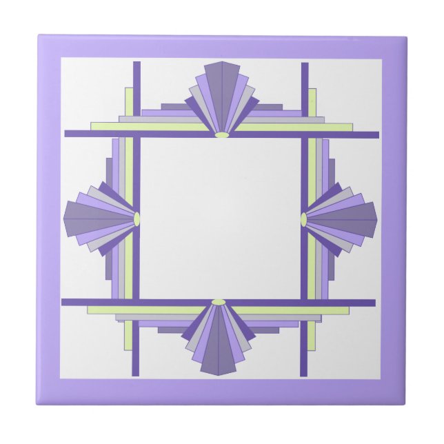 Art deco elements in lemon & purple ceramic tile (Front)