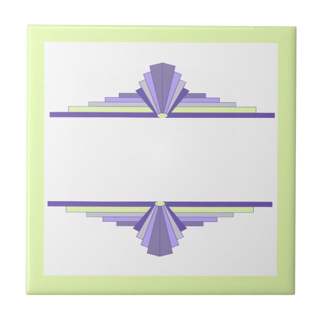 Art deco elements in lemon & purple ceramic tile (Front)
