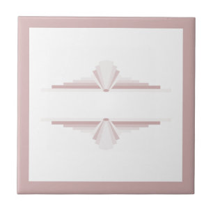 Art deco elements in light brown ceramic tile
