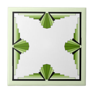 Art deco elements in mossy greens ceramic tile
