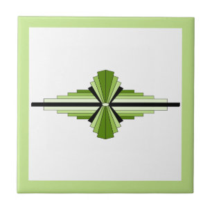 Art deco elements in mossy greens ceramic tile