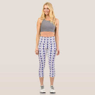 Art deco elements in navy capri leggings