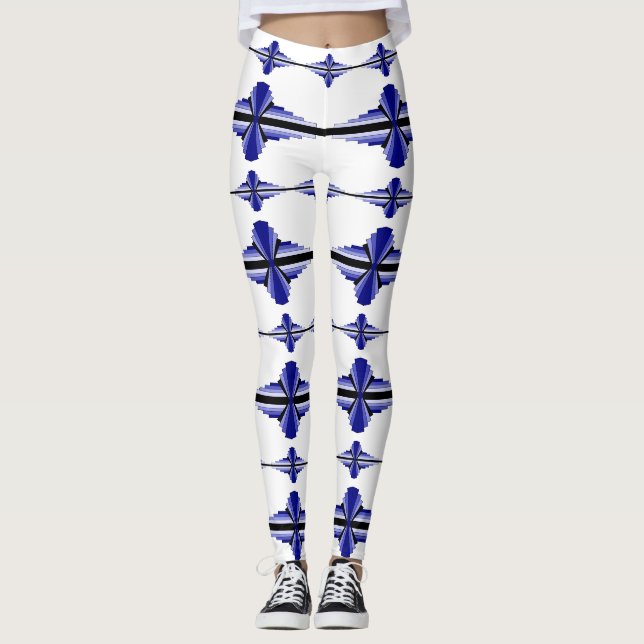 Art deco elements in navy leggings (Front)