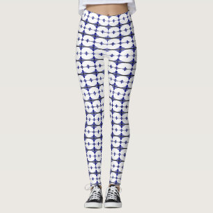 Art deco elements in navy leggings